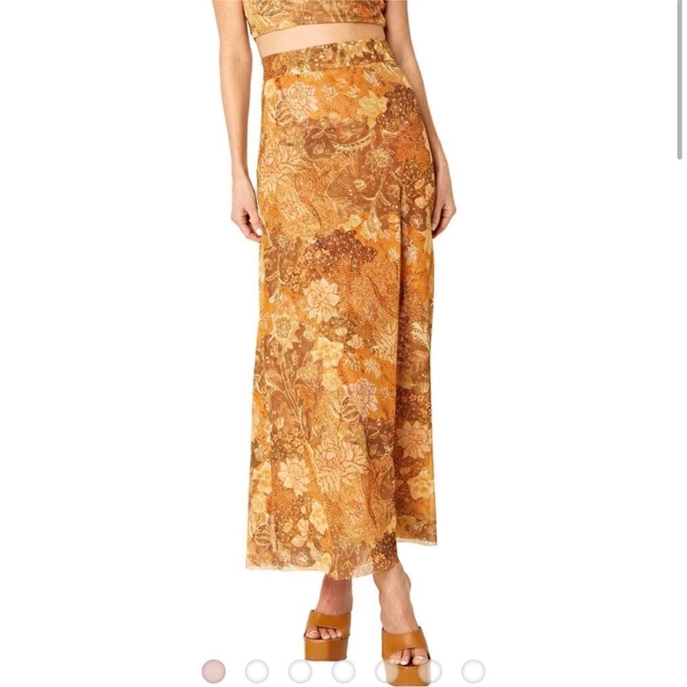 Misa Ekat Floral Print Maxi Skirt Golden Batik Size Small NWT $290